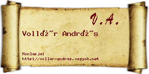 Vollár András névjegykártya